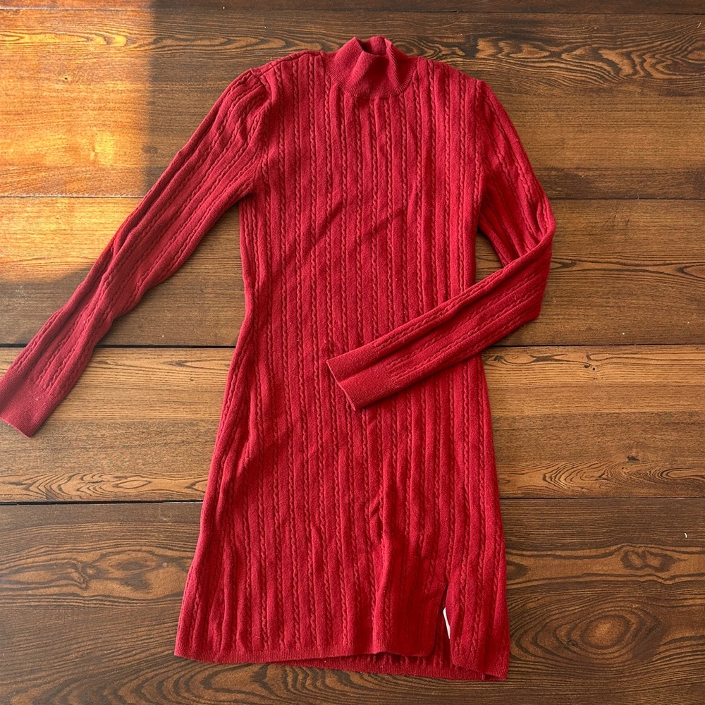 Abercrombie & Fitch Red Knit Sweater Dress